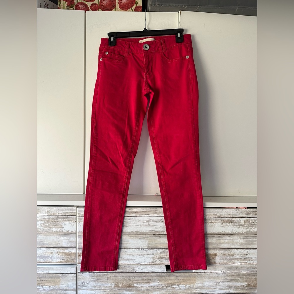 ❤️ Rewind Red Skinny Jeans Size 5 Stretch Mid Rise